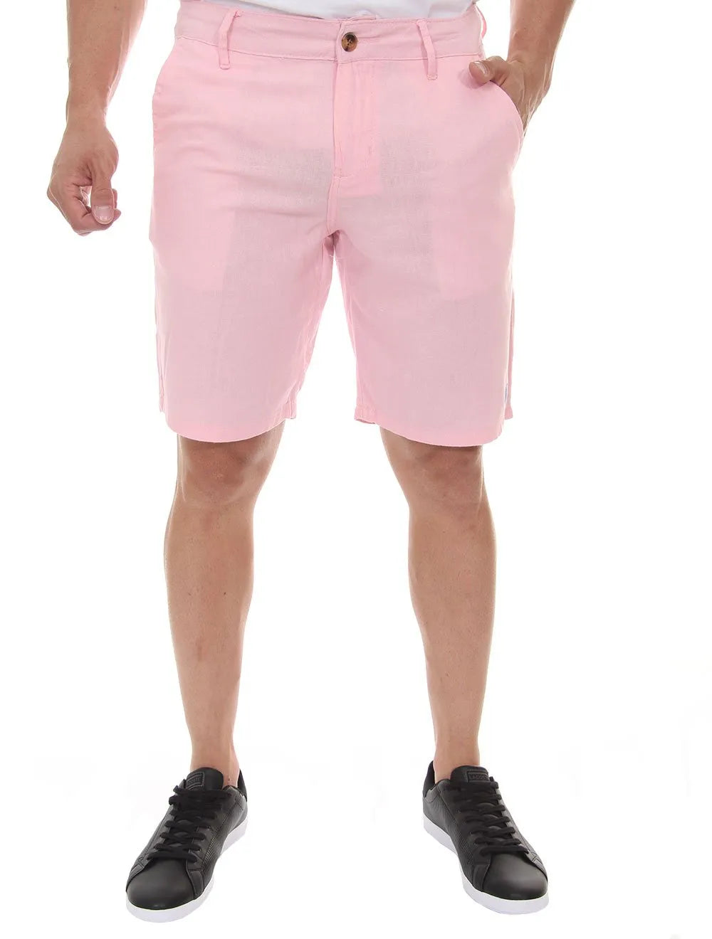 Bermuda Ralph Lauren Masculina Linho Blue Icon Rosa Claro