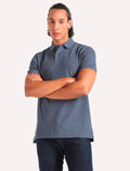 Polo Tommy Hilfiger Masculina Regular Piquet 1985 Azul Jeans Mescla