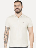 Polo Tommy Hilfiger Masculina Mercerised Jacquard Off White