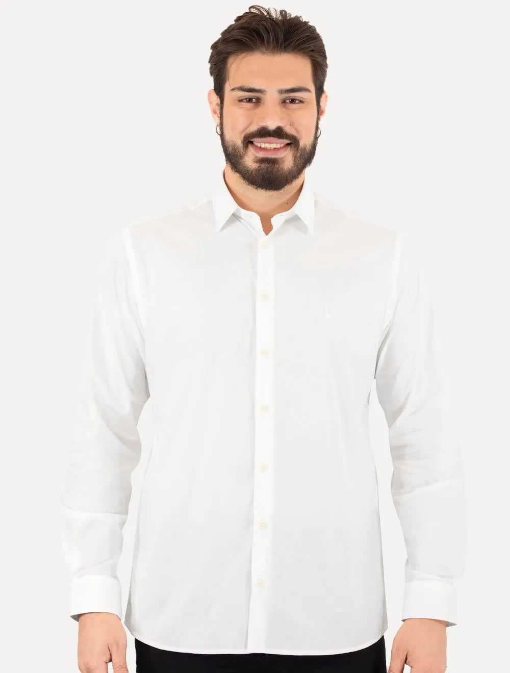 Camisa Dudalina Masculina Slim Tricoline Lisa Stretch Branca