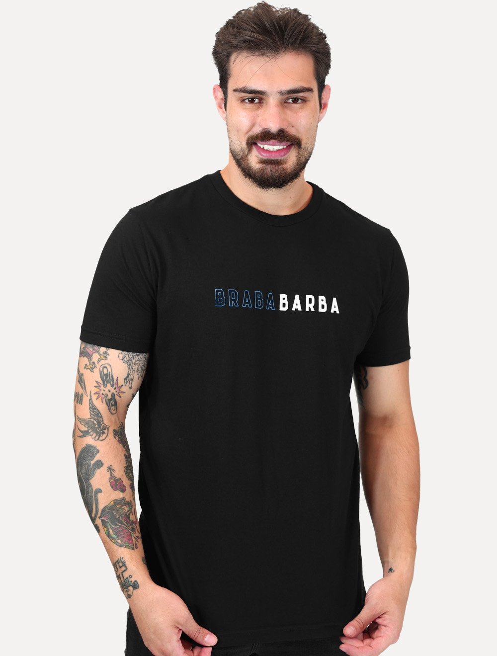 Camiseta King & Joe Masculina Collab Braba Barba Preta