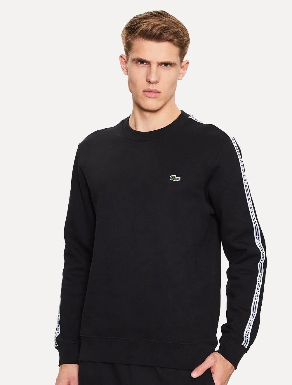 Moletom Lacoste Masculino Crewneck Sash Striped Preto