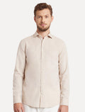 Camisa Aramis Masculina Slim Linho Algodão Areia Mescla