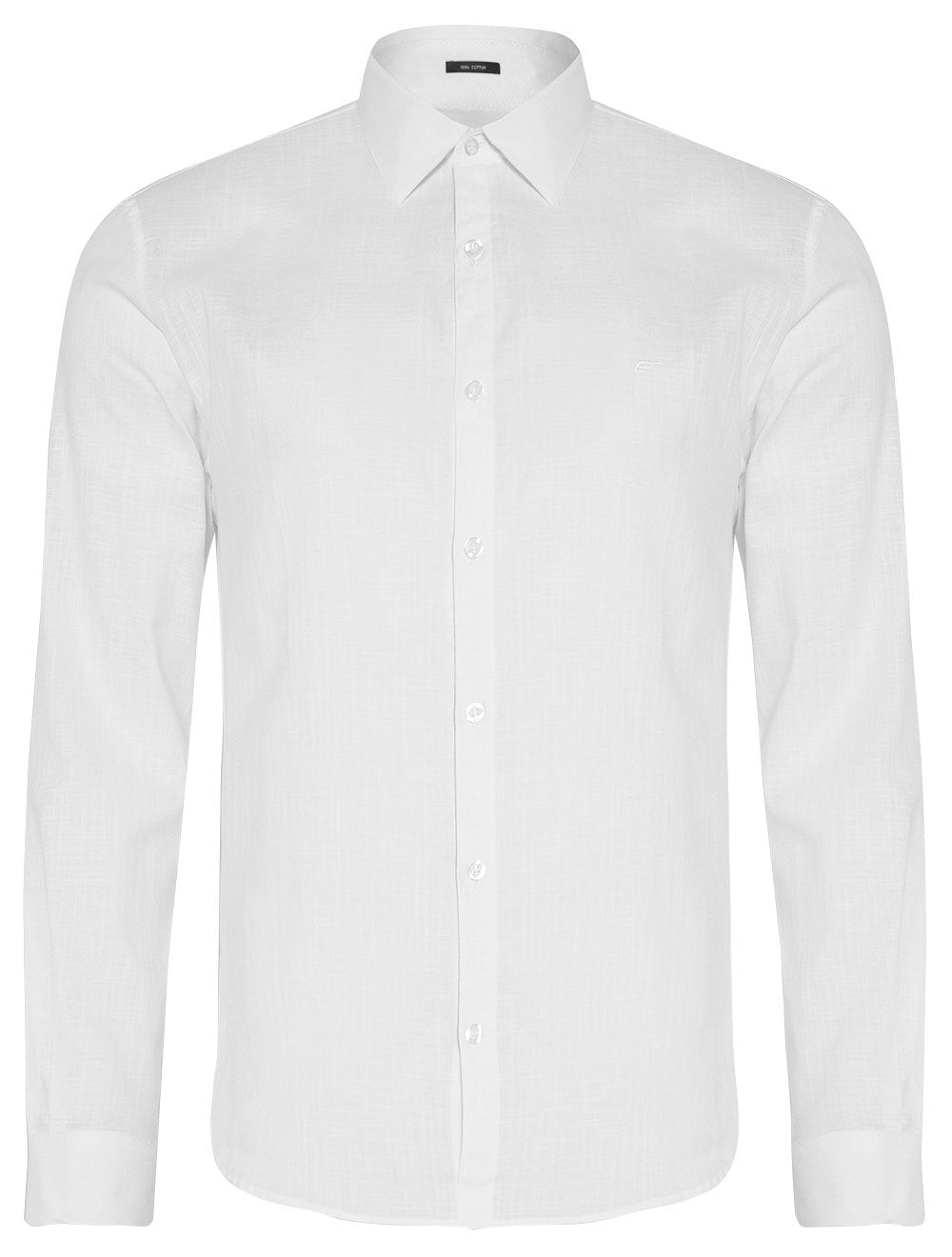 Camisa Ellus Masculina Regular Linen Like Classic Italian Branca