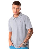 Polo Tommy Jeans Masculina Regular Original Fine Piquet Cinza Mescla