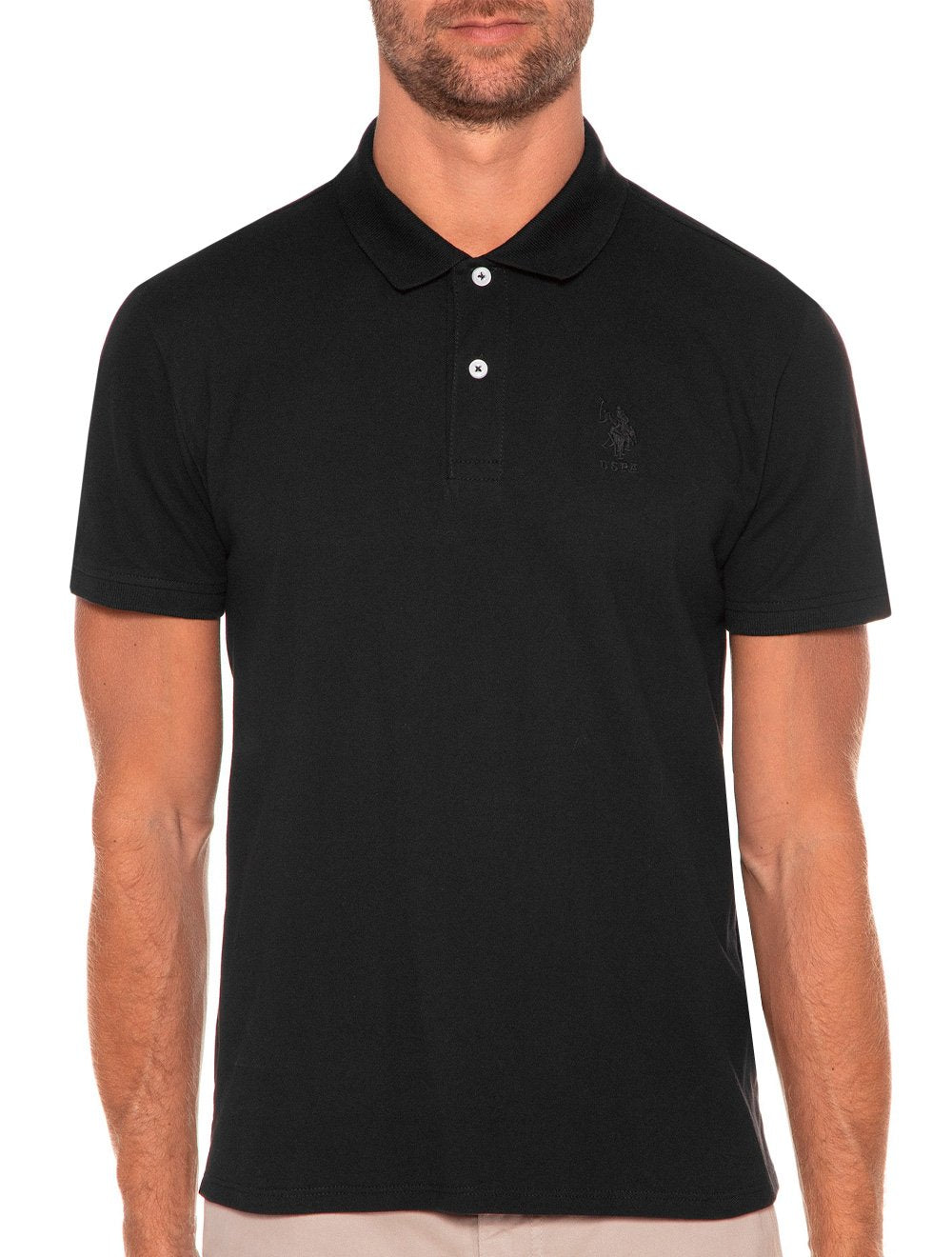 Polo U.S. Polo Assn Masculina Piquet Authentic Black Logo Preta
