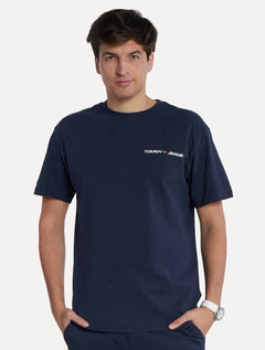 Camiseta Tommy Jeans Masculina Classic Linear Embroidered Chest Marinho