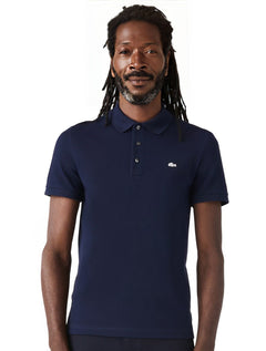Polo Lacoste Masculina Piquet Slim Fit Stretch Azul Marinho