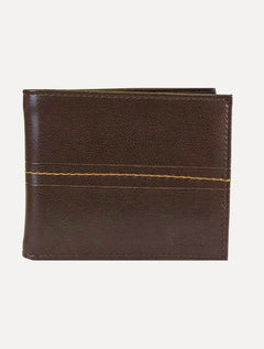 Carteira Levis Masculina Couro ID Bifold Plaid Marrom Café