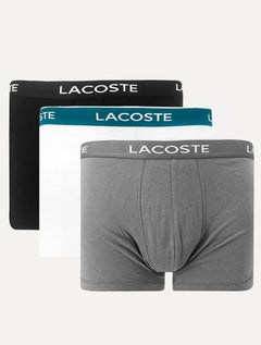Cuecas Lacoste Boxer Long Colored Lettered Waist Branca/Grafite/Preta Pack 3UN