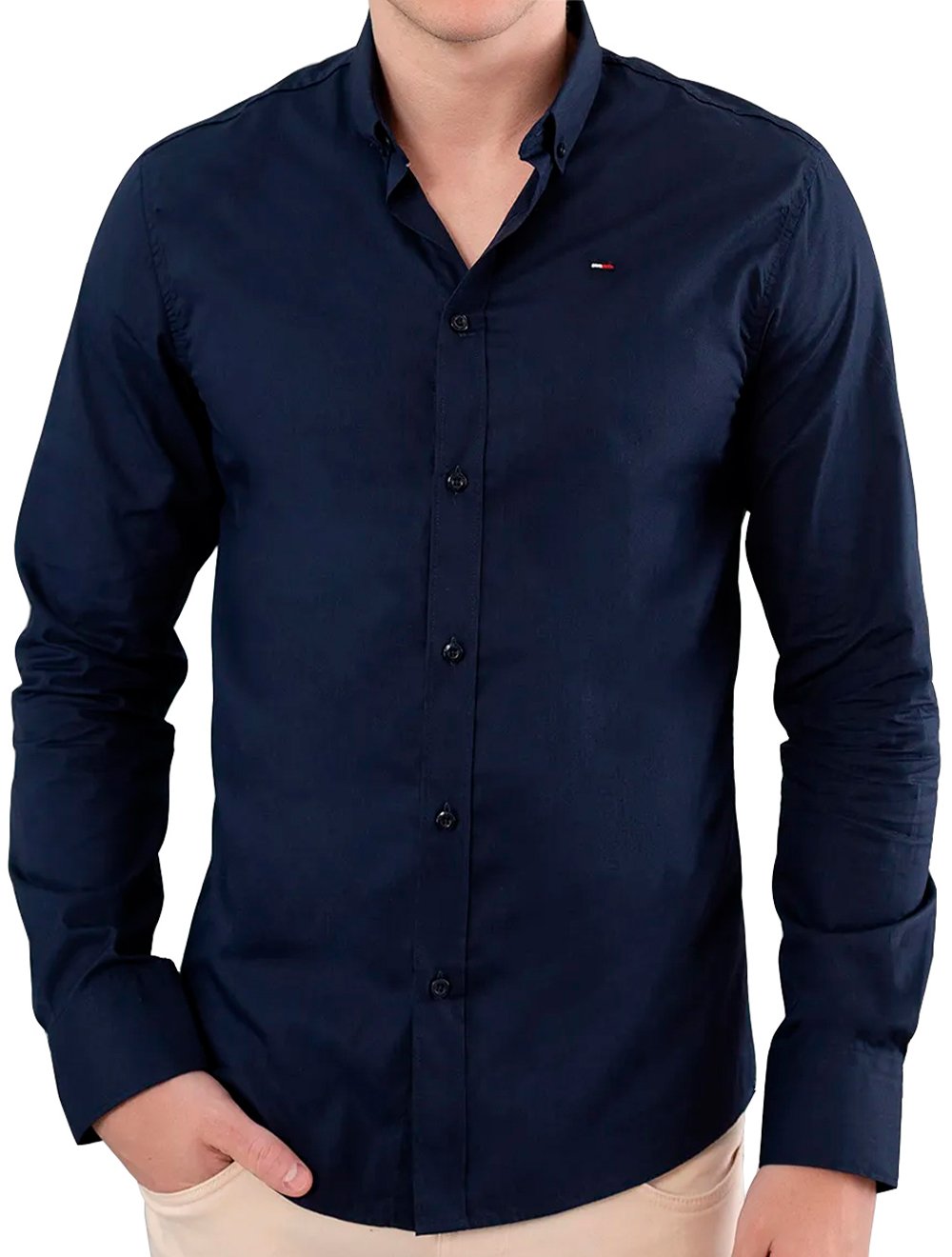 Camisa Tommy Jeans Masculina Slim Original Azul Marinho
