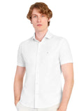 Camisa Aramis Masculina Manga Curta Slim Tricoline Stretch Branca