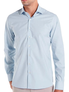 Camisa Dudalina Masculina Slim Tricoline Lisa Azul Claro