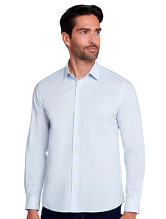 Camisa Dudalina Masculina Slim Tricoline Stretch Lisa Azul Claro