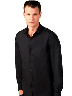 Camisa Dudalina Masculina Slim Tricoline Lisa Stretch Preta