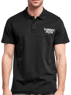 Polo Tommy Jeans Masculina Malha Regular Washed Jersey Preta