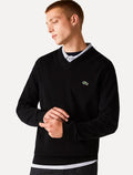 Suéter Lacoste Masculino Classic Fit Gola V Logo Preto