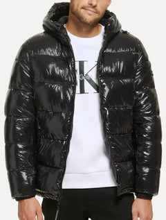 Jaqueta Calvin Klein Masculina Hoodie Matelassê Arm Logo Preta