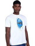 Camiseta Dudalina Masculina Regular Watercolor Leaf Branca