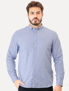 Camisa Aramis Masculina Slim Oxford Button Down Azul Royal Mescla