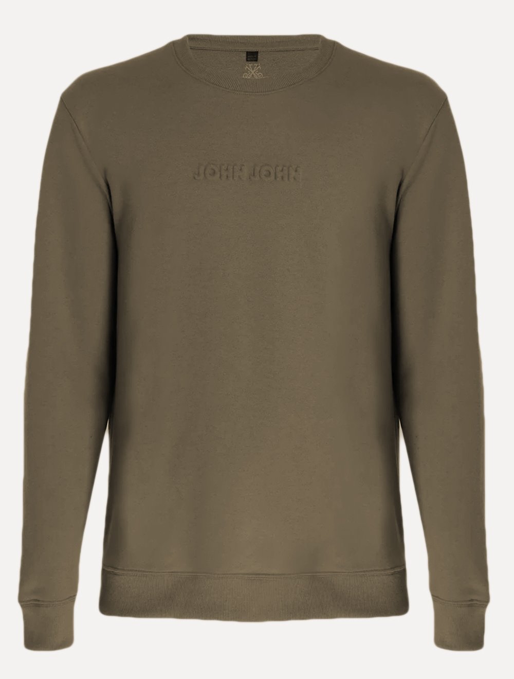 Moletom John John Masculino Embossed Logo Cáqui Médio