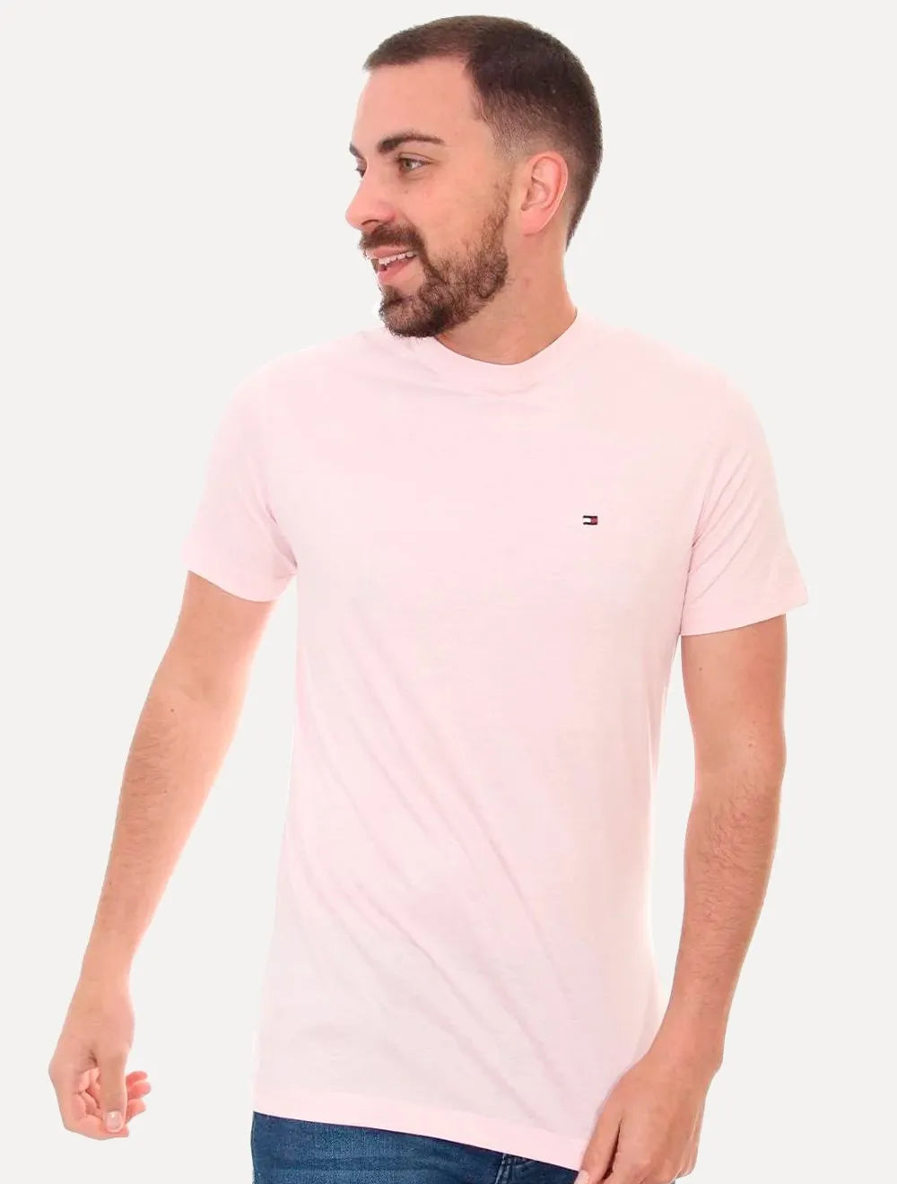 Camiseta Tommy Hilfiger Masculina Essential Cotton Icon Rosa Claro