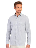 Camisa Aramis Regular Tricoline Micro Xadrez Branca/Azul