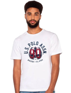 Camiseta U.S. Polo Assn Masculina Meia Malha Rhode Island Branca