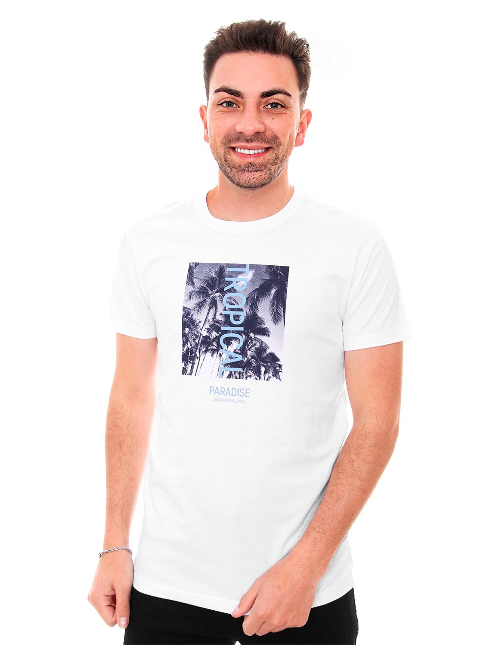 Camiseta Calvin Klein Jeans Masculina Tropical Paradise Branca