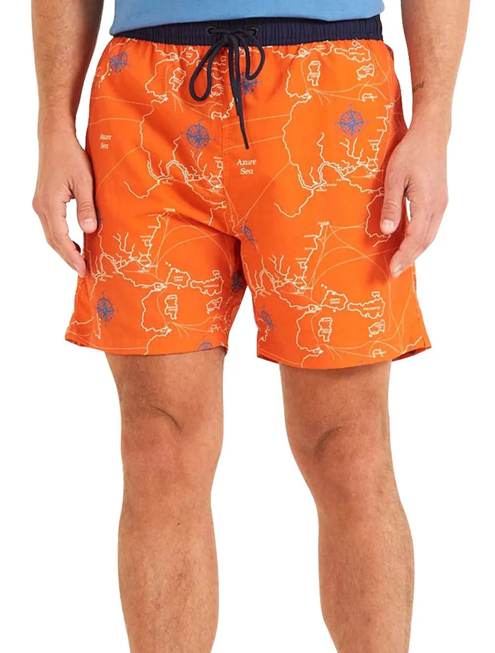 Bermuda Forum Masculina D'Água Beachshort Map Laranja