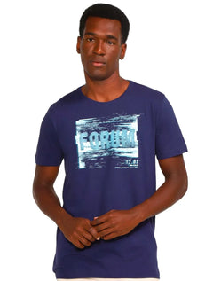 Camiseta Forum Masculina Logo Glitch Azul Marinho
