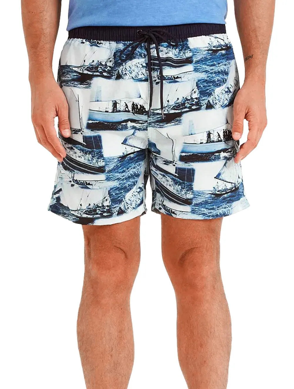 Bermuda Forum Masculina D'Água Beachshort Boats Azul