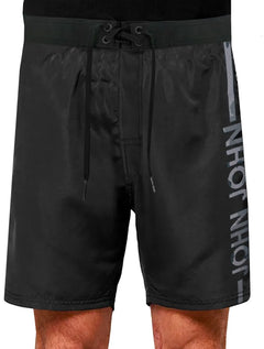 Bermuda John John Masculina D'Agua Black Military Logo Preta
