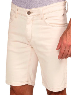 Bermuda Dudalina Sarja Comfort Linho Faca Off-White