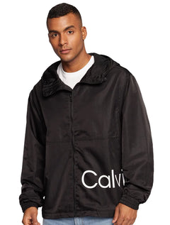 Jaqueta Calvin Klein Jeans Masculina Hoodie Colorblock Lateral Logo Preta