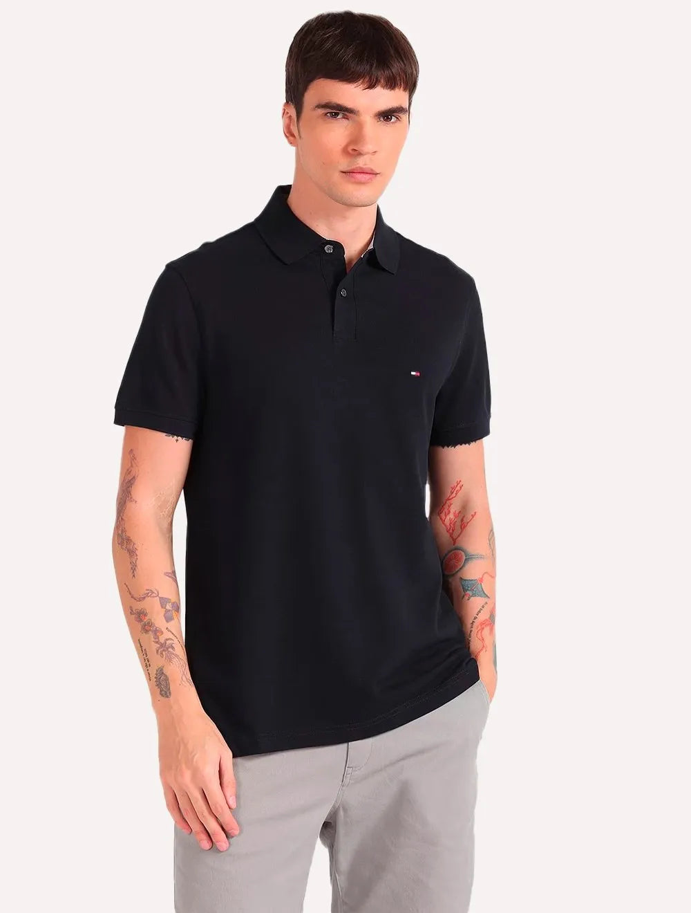 Polo Tommy Hilfiger Masculina Regular Piquet 1985 Azul Marinho