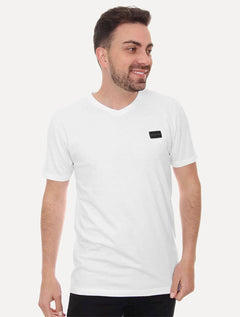 Camiseta Calvin Klein Jeans Masculina Gola V Dark Square Branca