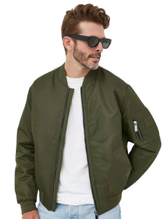Jaqueta Calvin Klein Masculina Bomber Patch Logo Oliva