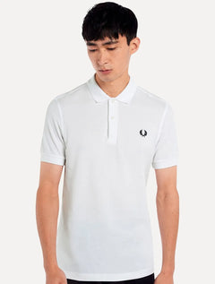 Polo Fred Perry Masculina Regular Piquet Plain Navy Logo Branca