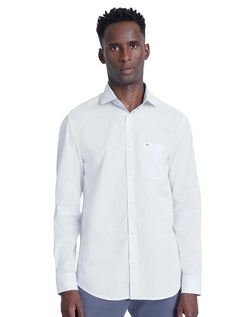 Camisa Aramis Masculina Regular Tricoline Xadrez Azul/Branca