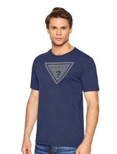 Camiseta Guess Masculina Full Gray Logo Print Azul Marinho