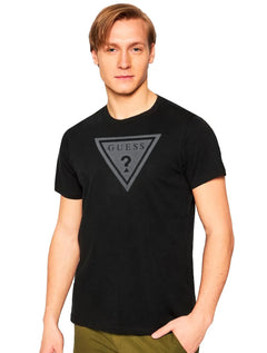 Camiseta Guess Masculina Full Gray Logo Print Preta