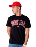 Camiseta Tommy Jeans Regular Classic Collegiate Flag Preta