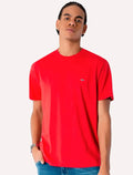 Camiseta Tommy Jeans Masculina Classic Jersey C-Neck Flag Vermelha