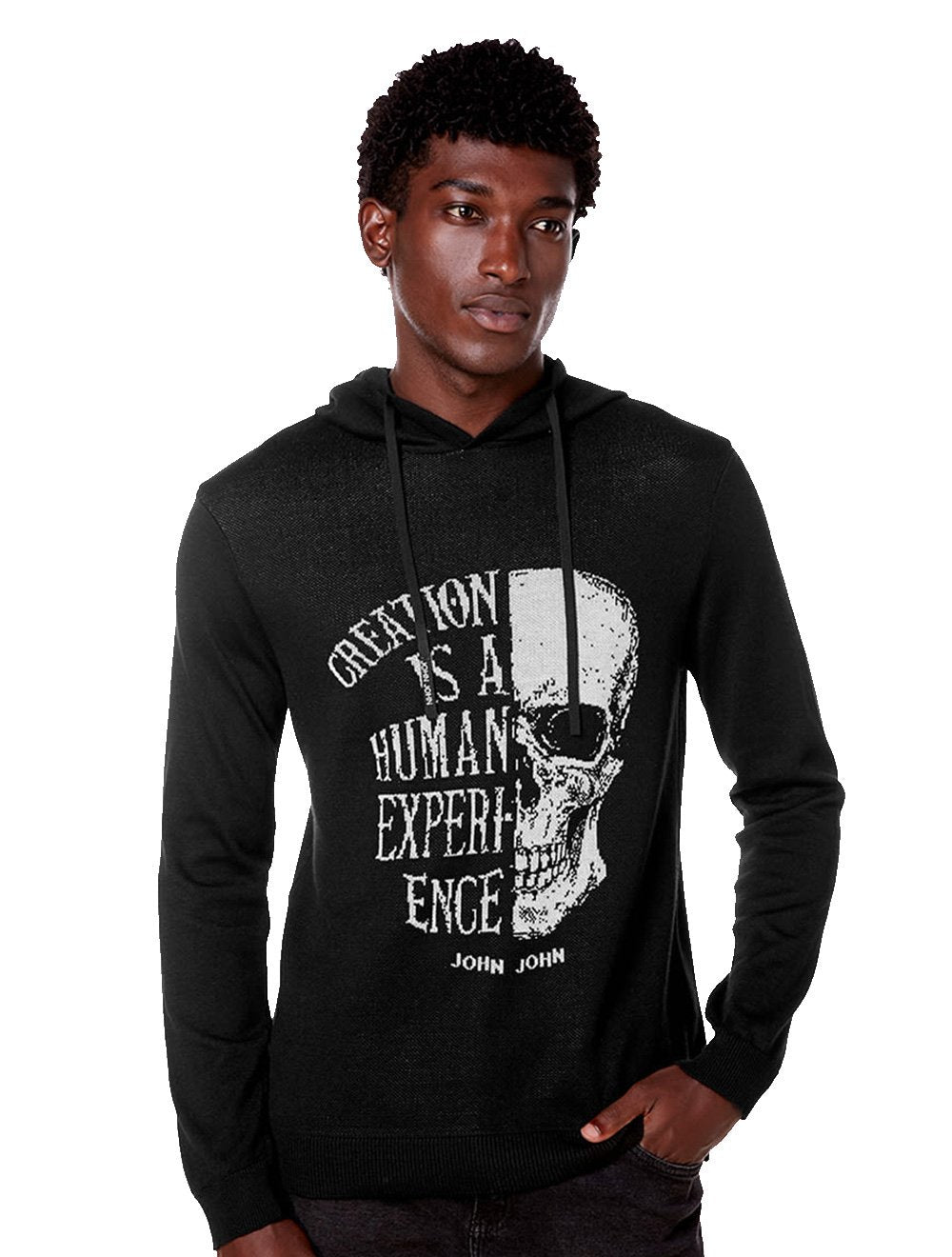 Tricot John John Masculino Side Skull Preto