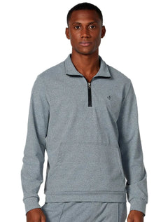 Blusa Dudalina Masculina Malha Flex Meio Ziper Cinza Mescla
