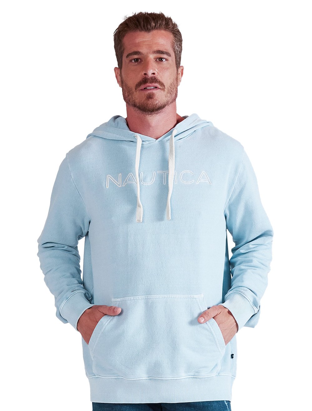 Moletom Nautica Masculino Hoodie Laundry Embroidered Azul Claro