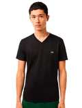 Camiseta Lacoste Masculina Jersey Pima Cotton Gola V Preta