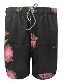 Short Reserva D'Água Beachwear Hibiscos Preto
