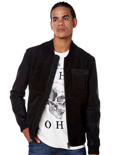 Jaqueta John John Masculina Couro Sintético Camurça Tom Preta